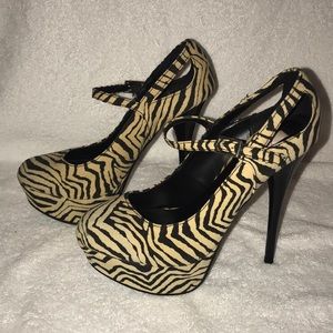 Zebra Print Maryjane Heels
